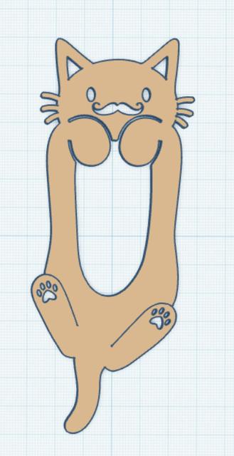 Cat Bookmark with moustache 3D model thumbnail