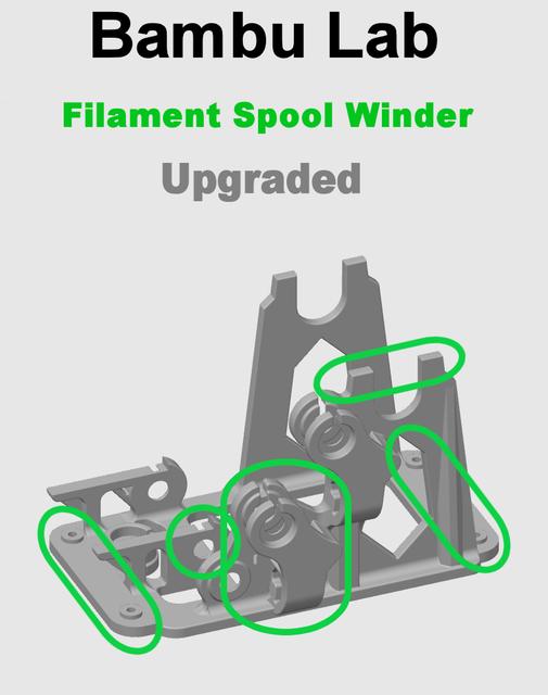 Bambu Lab Filament Spool Winder - Upgraded 3D model thumbnail
