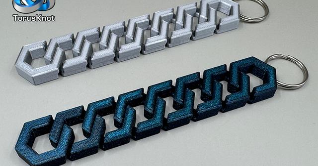 Hexagonal Articulated Flexi Keychain V2 3D model thumbnail