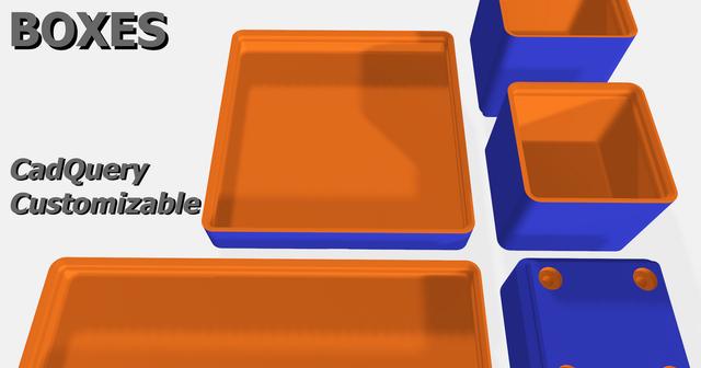 Basic Undivided Gridfinity Boxes (CadQuery Customizable) 3D model thumbnail