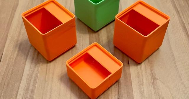 Gridfinity standard bins with label + parametric file 3D model thumbnail