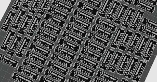 Gridfinity Bin Labels Flat-Head cap screw hex socket ISO 10642 former DIN 7991 M2.5, M3, M4, M5, M6, M8, M10, M12, M14, M16, M18, M20 3D model thumbnail