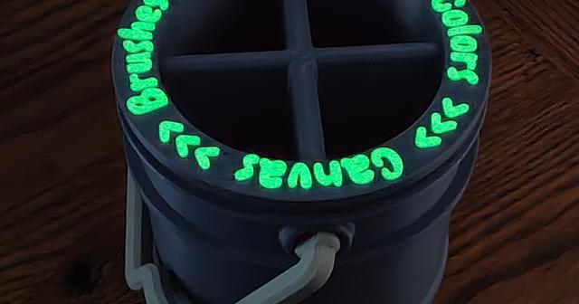 Stylized Paint bucket with self-emissive text. 3D model thumbnail