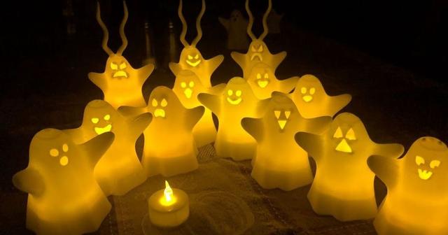 13 Halloween Ghosts with LED tea light 3D model thumbnail