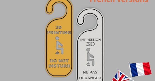 DO NOT DISTURB 3D printing sign / NE PAS DERANGER 3D model thumbnail