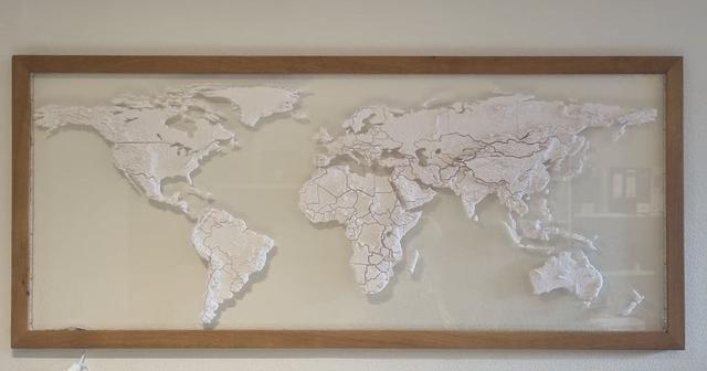Topographic World Map 3D model thumbnail