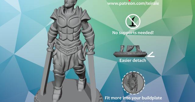 Fighter - Male - No supports needed 3D model thumbnail