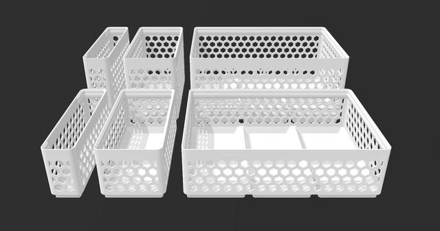 Gridfinity Hex Bins Light all sizes 3D model thumbnail