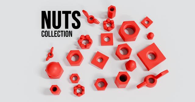 MASSIVE Nuts Collection 3D model thumbnail