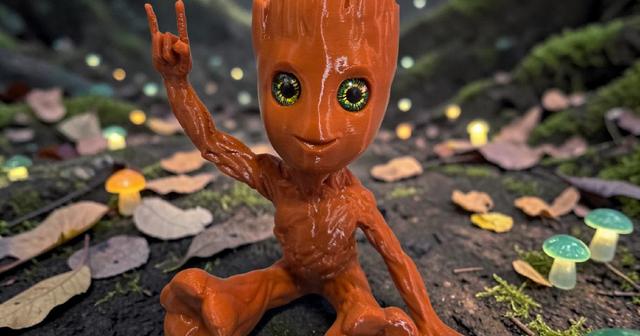 Heavy Metal Groot - 6mm + 8mm glass eye compatible 3D model thumbnail